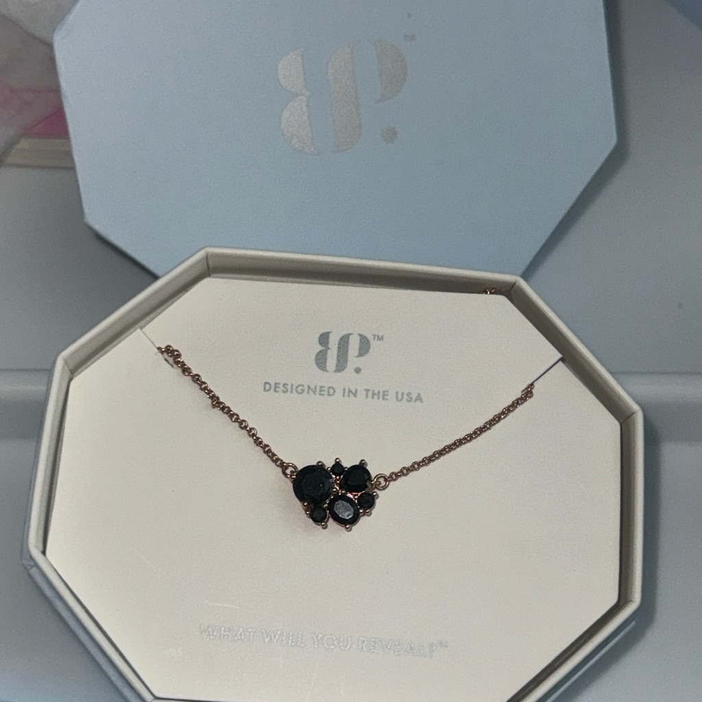 Bomb Party Rbp5031 The Cluster Sparkle Necklace Black Onyx Cubic Zirconia